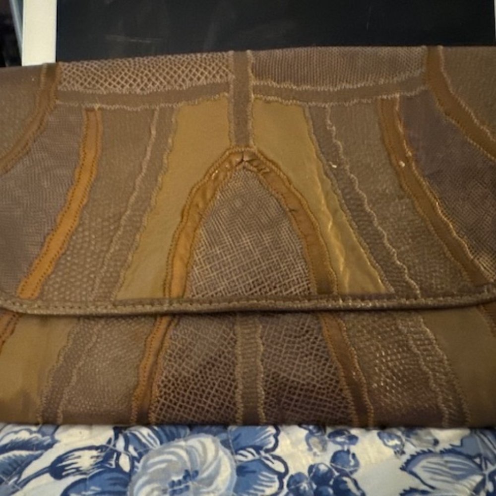 CARLOS FALCHI LARGE "SHADES OF BROWN" MULTI SKIN CLUTCH